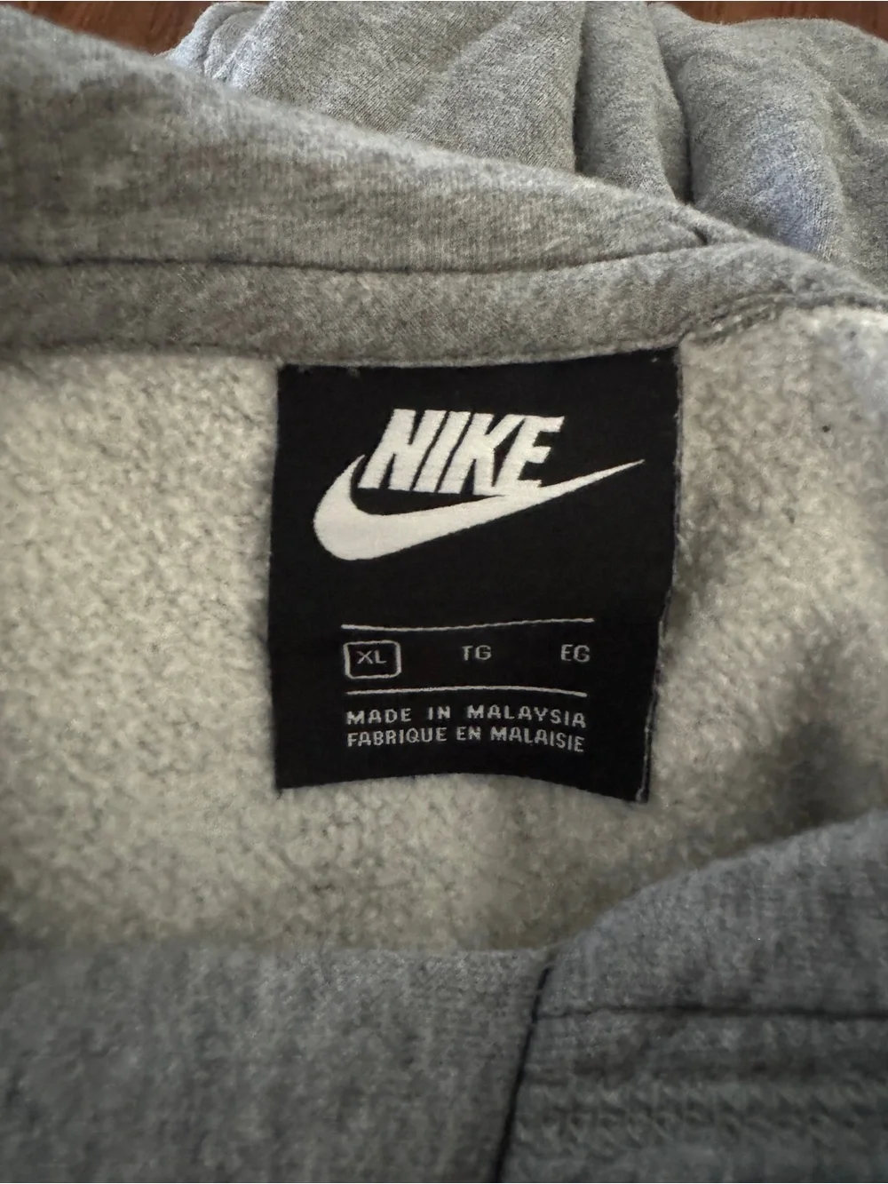 Big Boys Nike Gray Hoodie with White Swoosh Tag
